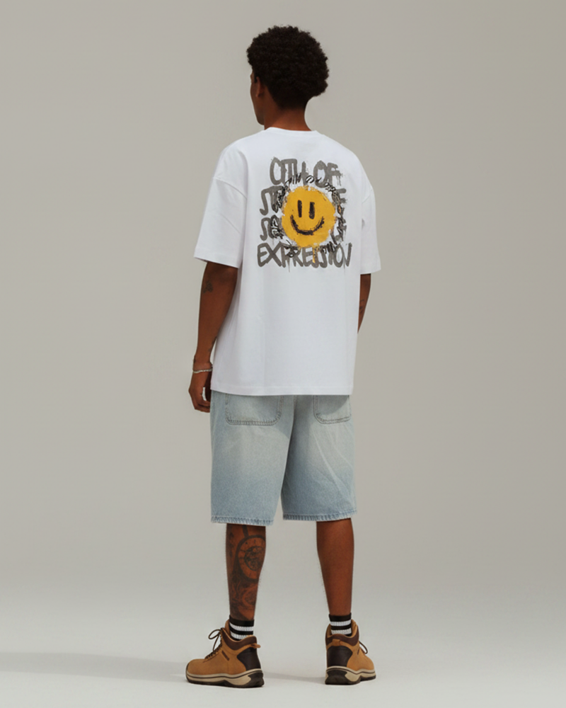 T-shirt Oversize branco - Tela Cinza
