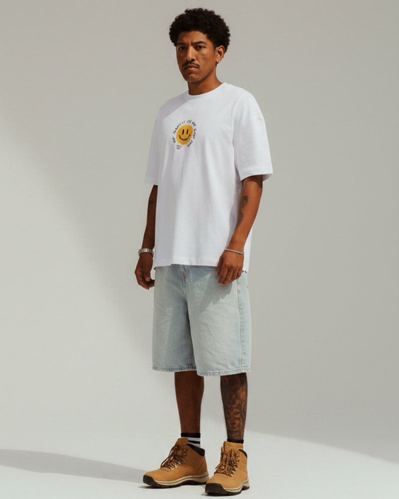 T-shirt Oversize branco - Tela Cinza